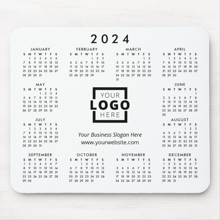 Custom Promotional Business Logo 2024 Calendar Mouse Pad | Zazzle