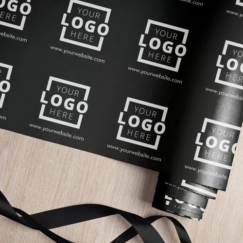 Custom Promotional Business Logo Branded Black Wrapping Paper