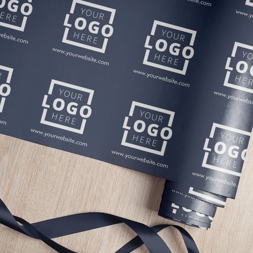 Custom Promotional Business Logo Branded Blue Wrapping Paper
