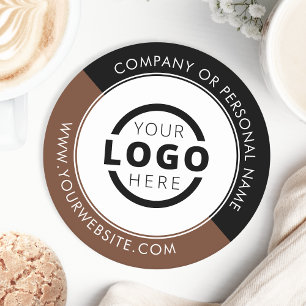Custom Promotional Business Logo Branded Brown Round Paper Coaster