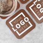 Custom Promotional Business Logo Branded Brown Square Paper Coaster<br><div class="desc">Easily personalize this coaster with your own company logo or custom image. You can change the background color to match your logo or corporate colors. Customized promotional coasters with your business logo are great for corporate dinner events, or any event where paper coasters would be ideal. If you have a...</div>