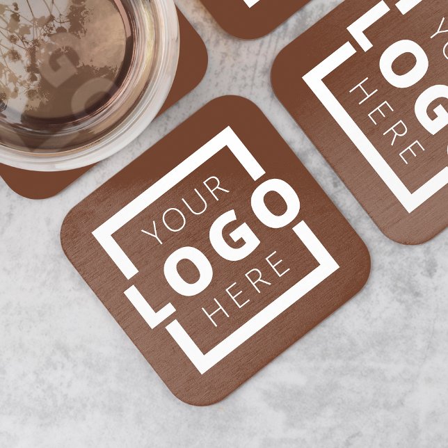 Custom Promotional Business Logo Branded Brown Square Paper Coaster (Creator Uploaded)
