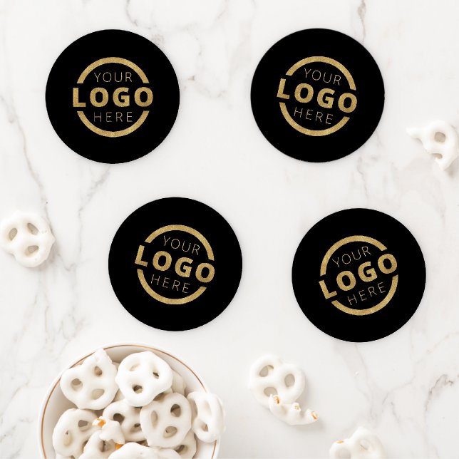 Custom Promotional Business Logo Branded Gold Coaster Set (In Situ)