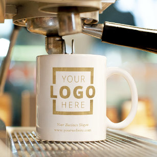 Custom Promotional Business Logo Branded Gold Coffee Mug