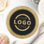 Custom Promotional Business Logo Branded Gold Round Paper Coaster<br><div class="desc">Create your own personalized coaster with your own company logo or custom image. Customized promotional coasters with your business logo are great for corporate dinner events, or any event where branded coasters would be ideal. If you have a restaurant, bar, catering company, or other food and beverage service business, this...</div>