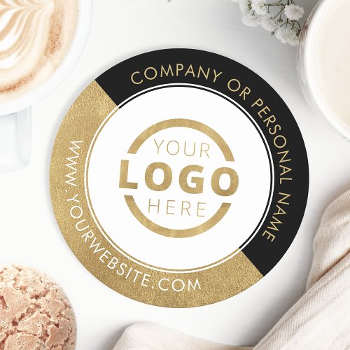 Custom Promotional Business Logo Branded Gold Round Paper Coaster