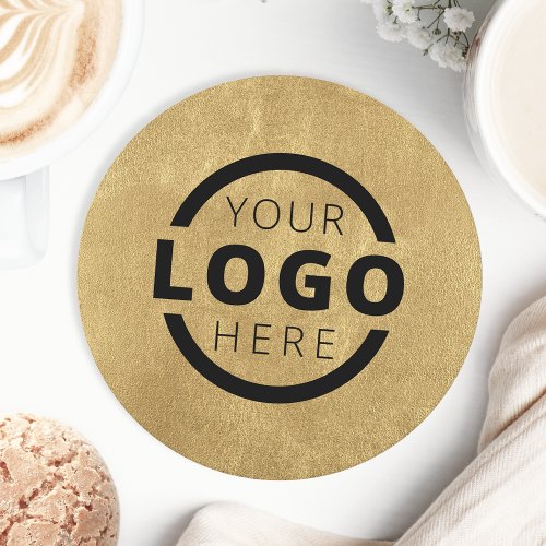 Custom Promotional Business Logo Branded Gold Round Paper Coaster