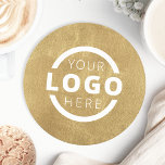 Custom Promotional Business Logo Branded Gold Round Paper Coaster<br><div class="desc">Easily personalize this coaster with your own company logo or custom image. You can change the background color to match your logo or corporate colors. Customized promotional coasters with your business logo are great for corporate dinner events, or any event where paper coasters would be ideal. If you have a...</div>