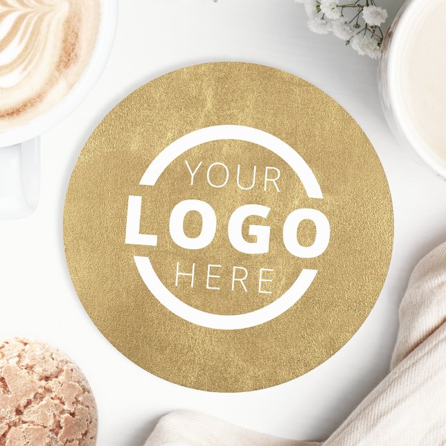 Custom Promotional Business Logo Branded Gold Round Paper Coaster (Creator Uploaded)