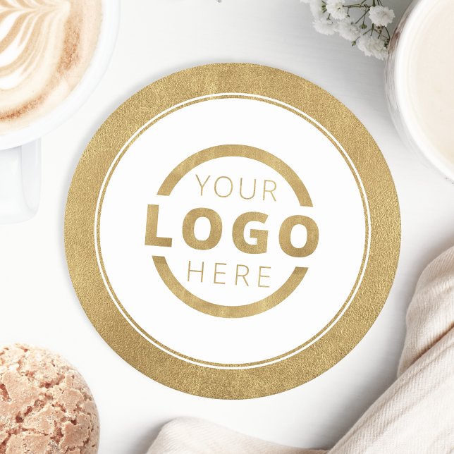Custom Promotional Business Logo Branded Gold Round Paper Coaster (Creator Uploaded)