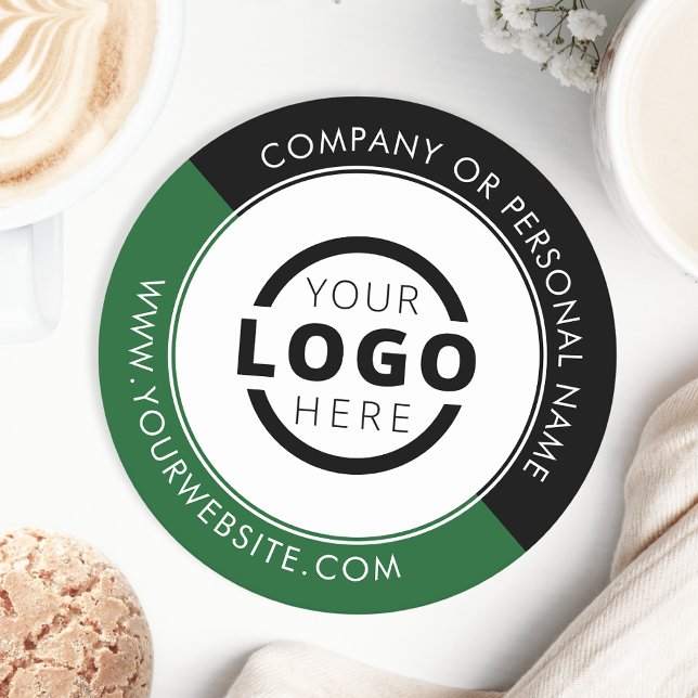 Custom Promotional Business Logo Branded Green Round Paper Coaster (Creator Uploaded)