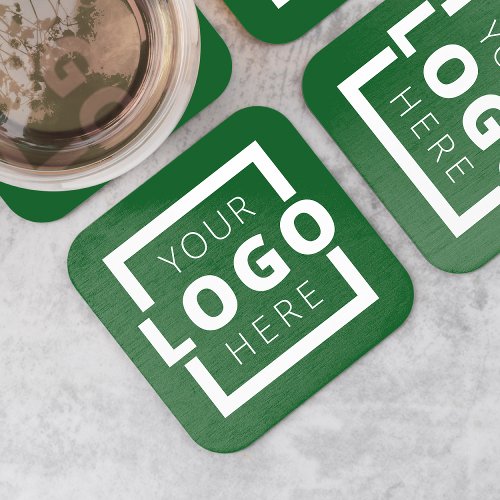 Custom Promotional Business Logo Branded Green Square Paper Coaster