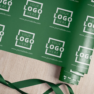 Emerald green business corporate logo wrapping paper