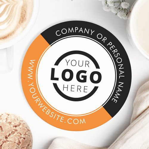 Custom Promotional Business Logo Branded Orange Round Paper Coaster