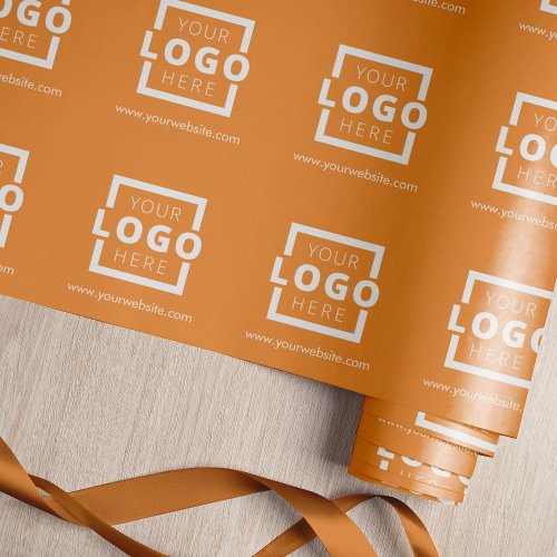Custom Promotional Business Logo Branded Orange Wrapping Paper