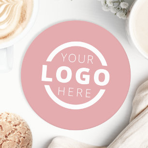 Custom Promotional Business Logo Branded Pink Round Paper Coaster