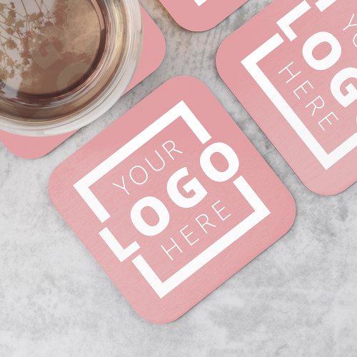 Custom Promotional Business Logo Branded Pink Square Paper Coaster