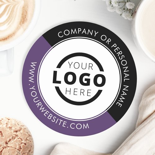 Custom Promotional Business Logo Branded Purple Round Paper Coaster