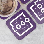 Custom Promotional Business Logo Branded Purple Square Paper Coaster<br><div class="desc">Easily personalize this coaster with your own company logo or custom image. You can change the background color to match your logo or corporate colors. Customized promotional coasters with your business logo are great for corporate dinner events, or any event where paper coasters would be ideal. If you have a...</div>