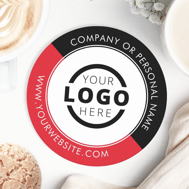 Custom Promotional Business Logo Branded Red Round Paper Coaster (Creator Uploaded)