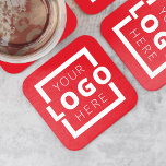Custom Promotional Business Logo Branded Red Square Paper Coaster<br><div class="desc">Easily personalize this coaster with your own company logo or custom image. You can change the background color to match your logo or corporate colors. Customized promotional coasters with your business logo are great for corporate dinner events, or any event where paper coasters would be ideal. If you have a...</div>