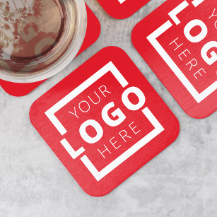 Custom Promotional Business Logo Branded Red Square Paper Coaster