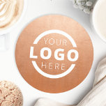 Custom Promotional Business Logo Branded Rose Gold Round Paper Coaster<br><div class="desc">Easily personalize this coaster with your own company logo or custom image. You can change the background color to match your logo or corporate colors. Customized promotional coasters with your business logo are great for corporate dinner events, or any event where paper coasters would be ideal. If you have a...</div>