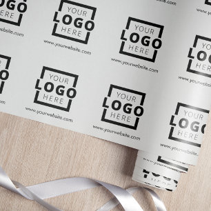 Custom Promotional Business Logo Branded White Wrapping Paper