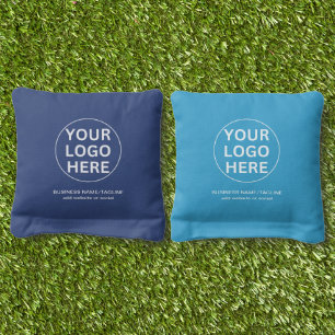 Custom Promotional Business Logo & Text Blue Cornhole Bags