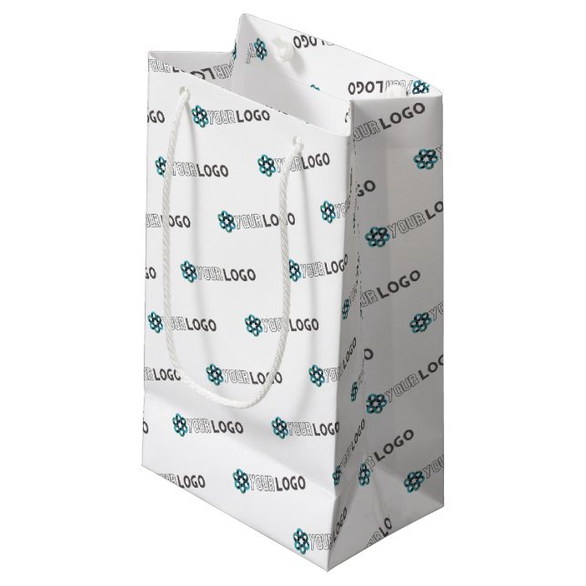 Custom Promotional Business Logo White Small Gift Bag (Front Angled)