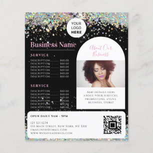 Custom Promotional Esthetician Holo Glitter Black Flyer