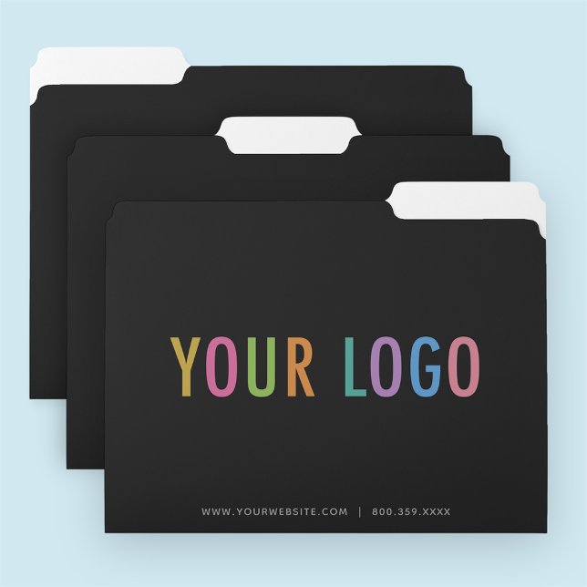Custom Promotional File Folders with Company Logo (MISOOK Black File Folders with Logo)
