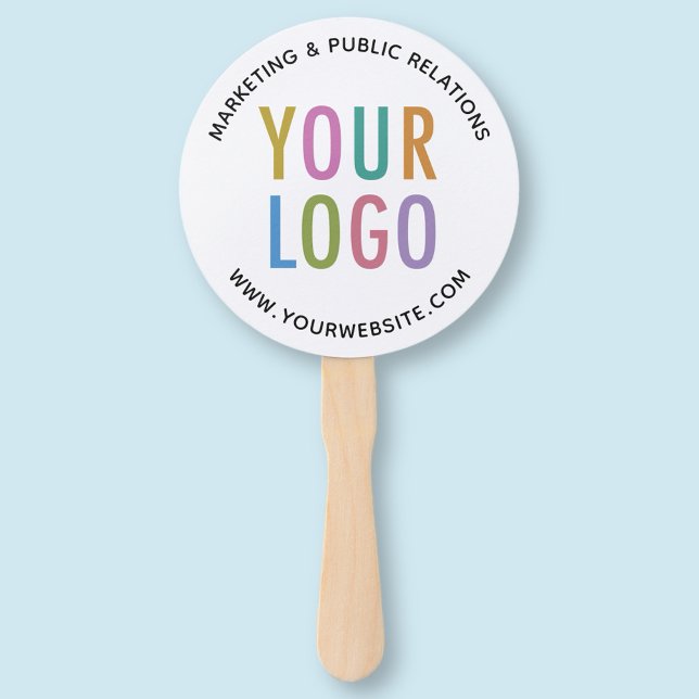 Custom Promotional Hand Fans with Logo Personalize (MISOOK White Round Handheld Fan with Logo)