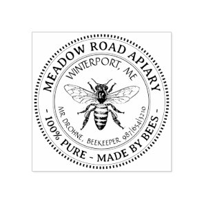 Custom Promotional Honey Apiary Bee Beekeeper Name Rubber Stamp