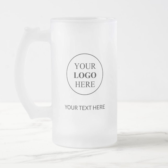 Custom Promotional Logo – No Minimum Order Frosted Glass Beer Mug (Left)