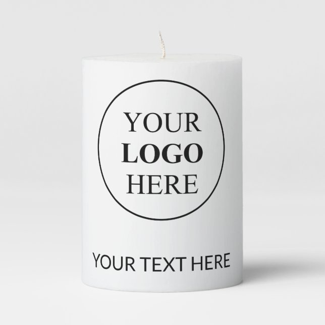 Custom Promotional Logo – No Minimum Order Pillar Candle (Front)