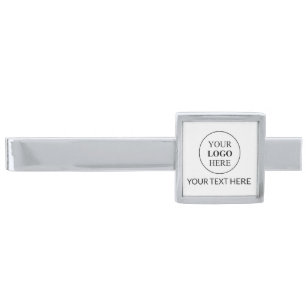 Custom Promotional Logo – No Minimum Order Silver Finish Tie Bar