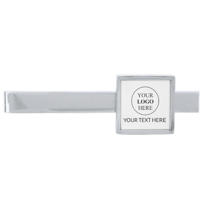 Custom Promotional Logo – No Minimum Order Silver Finish Tie Bar (Front)