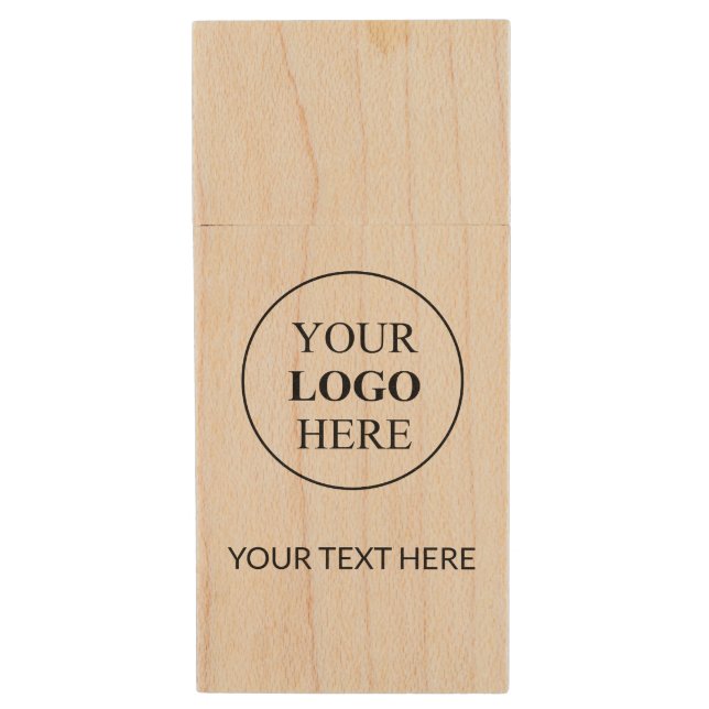 Custom Promotional Logo – No Minimum Order Wood Flash Drive (Front Vertical)