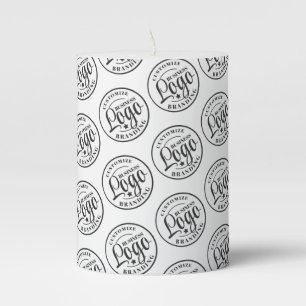 Custom Promotional Logo Pattern Black & White Pillar Candle