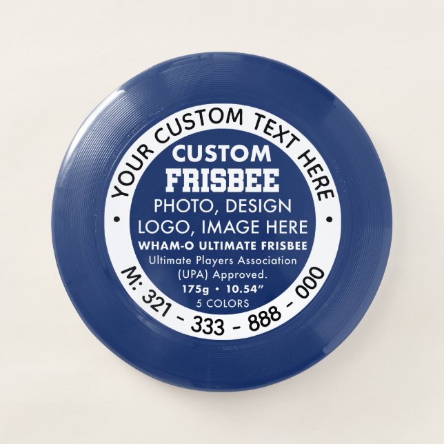 Custom Promotional Logo Text Blue Ultimate Frisbee (Front)