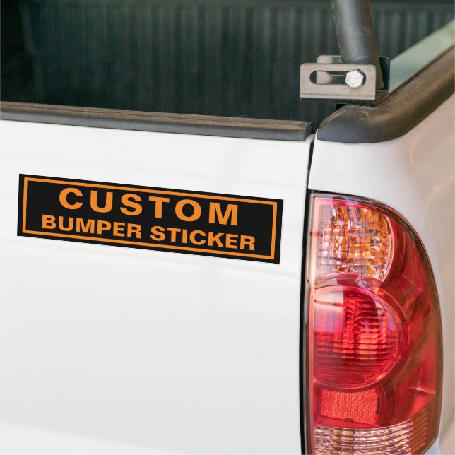 Custom Promotional Orange Black Bumper Sticker (On Truck)