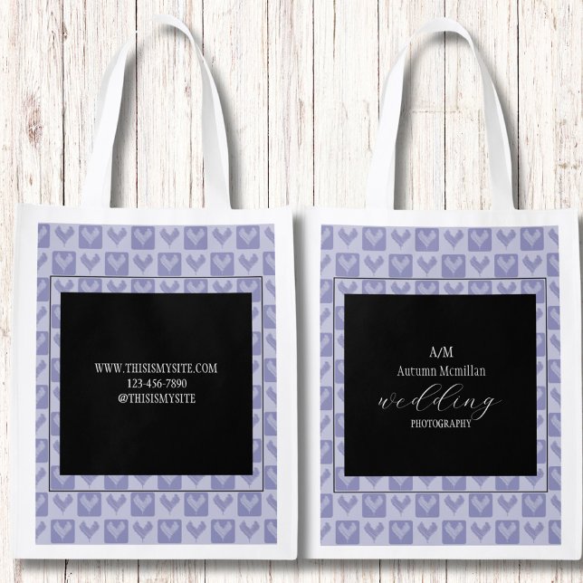 Custom Promotional Purple Heart Pattern Reusable Grocery Bag (Creator Uploaded)