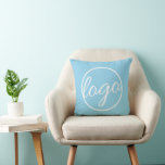 Custom Promotional Sky Blue Logo Business Throw Pillow<br><div class="desc">Custom sky blue Throw Pillow featuring your business logo.  These throw pillows make great promotional items for giving to clients,  employees,  as swag at trade shows and corporate events or just to decorate your own office.</div>