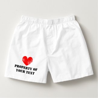 Custom PROPERTY OF heart boxer shorts for men