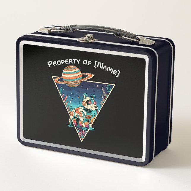 Custom Property of [Name] Robot Dog Lunch Box (Front)