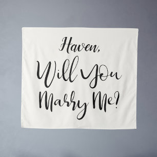Custom Proposal Sign Light Cream Will You Marry Me Tapestry