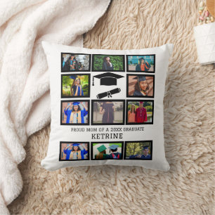 Custom proud dad of the graduate 11 photo collage throw pillow