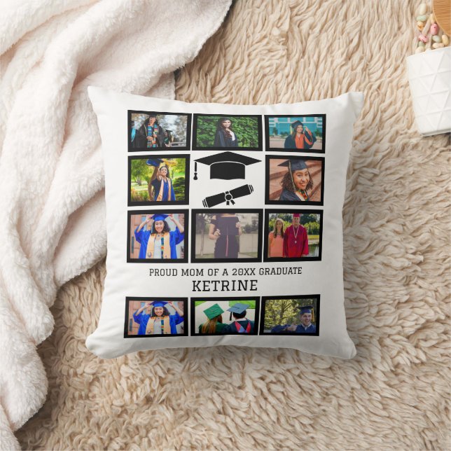 Custom proud dad of the graduate 11 photo collage  throw pillow (Blanket)