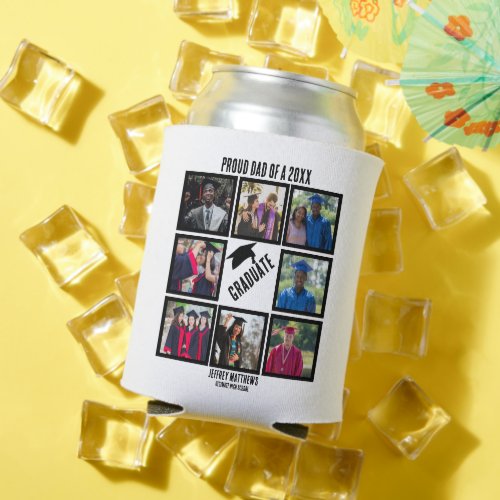 Custom Proud Dad of Year Graduation Photo Collage  Can Cooler